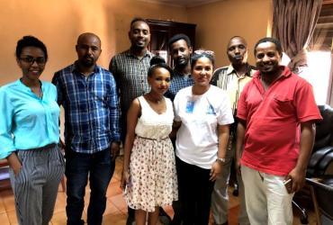 Urvashi Bundel, international UN Volunteer Associate Refugee Status Determination Officer (second from right) serves with UNHCR in Somalia seen here during a team gathering in Ethiopia.