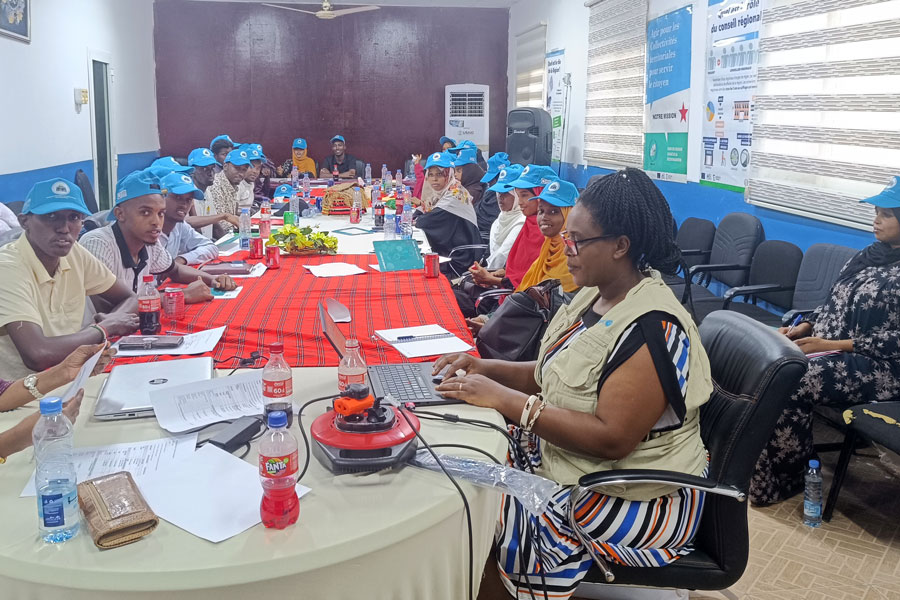 Participants engage in a UNICEF-led training session in a conference room.