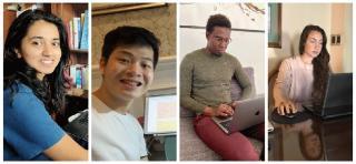 Valentina Fernandez, Edward Yo, Mamadou Ndao and Ashlyn Saveej, Online Volunteers around the world who are fighting COVID-19 from their homes, online. UNV, 2020