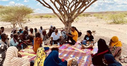 Community members from villages in Assamo, Dikhil region, participate in a focus group conducted by Diana Ranja, UN Volunteer. This session was held in May 2024 to identify the community's needs for building the capacity of young girls.