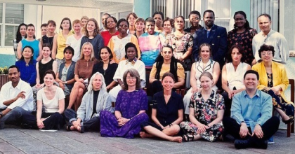 Titta Maja-Luoto, UN Volunteer (seated in the second row, fourth from left) during her assignment with UNDP Nepal in 1988.