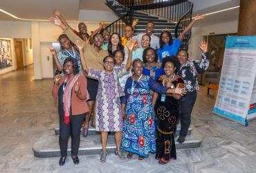 Dr. Matshidiso Moeti, WHO Regional Director for Africa (front, second from left) with UN Volunteers in the Africa Women Health Champions initiative.