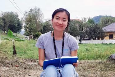 Seulbee Lee (Republic of Korea), UN Volunteer with UNICEF, during a field monitoring visit on outreach activities in Una Sana Canton, Bosnia and Herzegovina.