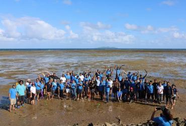 Ana Lucia Londono, UN Volunteer Associate Programme Officer for Environment and Natural Resource Management with UNDP along with colleagues on a mangrove planting project in Fiji.