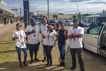 Karan Narayan (first from right), national UN Volunteer Project Support Officer with UNCDF in Fiji, with fellow PICAP Project Support Officers, after concluding their research mission in Sigatoka town in March. 