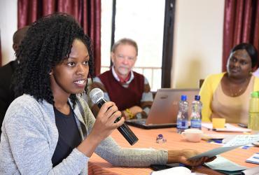  Primrose Kibirigi, national UN Volunteer with UN Women in Uganda, makes a pitch for better advocacy for volunteerism for peace and development during the UNV East and Southern Africa capacity development training in Nakuru, Kenya.
