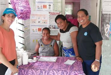 UN Volunteer Ella Ballerini during a monitoring and evaluation visit of PHC facilities in Kiribati.