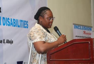 Uzoamaka speaking on the various disability inclusion efforts of UN Women at the Children’s Day Celebrations organised by the Inclusion Magazine for Children with Disabilities in Abuja.