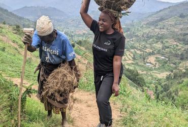 Dalida Uguyeneza (right) with Mukamusoni, a local elder in Muduha village in the Northern Province of Rwanda. This photo was taken during Dalida's volunteering as a mindset change facilitator to help rural communities.