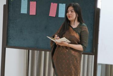 Zahra Hussaini, UN Volunteer Programme Support Officer at the UNV 2024 Annual Meeting in Dhaka where she adorned the traditional Bangladeshi saree.