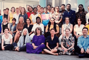 Titta Maja-Luoto, UN Volunteer (seated in the second row, fourth from left) during her assignment with UNDP Nepal in 1988.