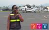 Grace Otieno, UN Volunteer Air Operations Planning Officer at the MOVCON Aviation section of MONUSCO in Goma, DRC, doing a pre-flight check.