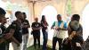 Wendpanga Nicolas Djiguemde, UN Volunteer Project Officer with UNICEF interacts with young people at a cultural activity in Bobo Dioulasso.