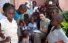 Maria Rehder (centre) is a Brazilian UN Volunteer working as Communications and Advocacy Officer with the United Nations Resident Coordinator Office in Guinea-Bissau. Here she is surrounded by some of the children who participated in the production of the