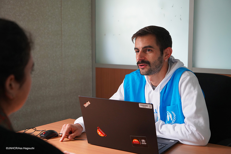 Luis Moreno Cabrales (left), a UN Volunteer Associate Refugee Status Determination Officer serving with the United Nations High Commissioner for Refugees (UNHCR) in Rabat, Morocco. 