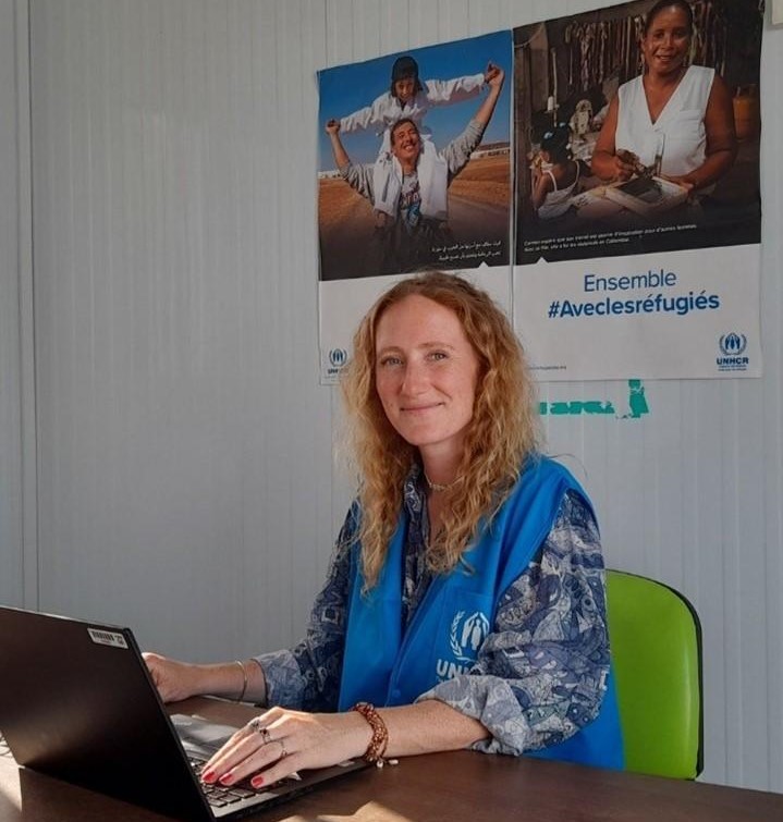 International UN Youth Volunteer Raffaella at the UNHCR office in Zarzis, south of Tunisia.